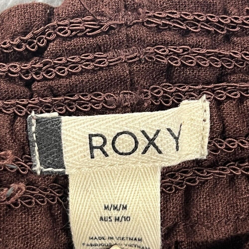 Roxy Pants Womens M Brown Linen Blend Straight Leg Drawstring Casual - Picture 8 of 12